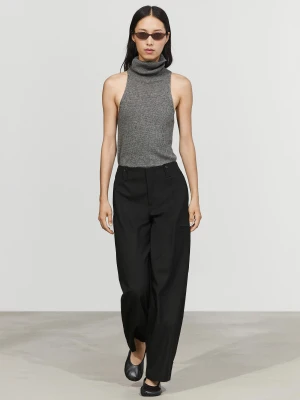 Spodnie Cargo Z Ozdobnym Guzikiem U Dołu - Czarny - Massimo Dutti - Female
