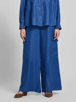 Spodnie cargo z szerokimi nogawkami z czystego lnu Weekend Max Mara