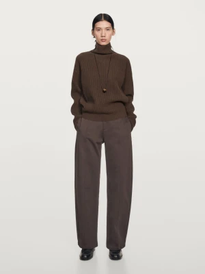 Spodnie Carrot Fit Ze Średnim Stanem - Czekoladowy - - Massimo Dutti - Kobieta