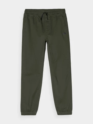 Spodnie casual joggery chłopięce - oliwkowy/khaki 4F