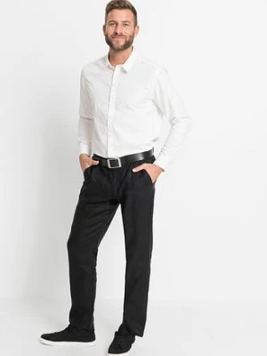 Spodnie chino lniane Regular Fit Straight z wygodnym paskiem bonprix