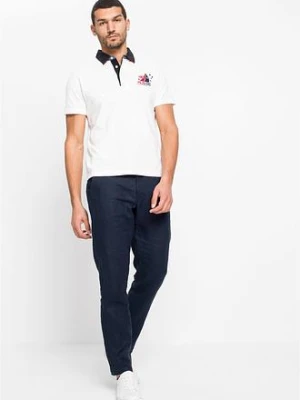 Spodnie chino lniane Regular Fit Straight z wygodnym paskiem bonprix