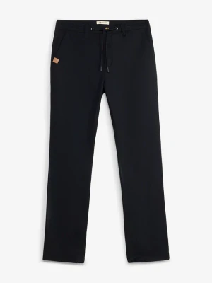 Spodnie chinosy, classic fit, ze stretchem i szeroką nogawką, straight BonPrix czarny
