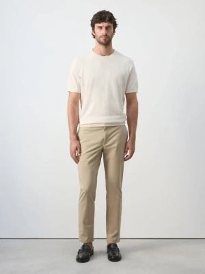 Spodnie chinosy Prato cropped tappered kremowy / écru - Mężczyzna - - MANGO MAN beżowy
