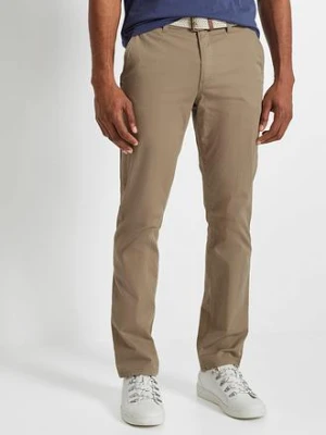Spodnie chinosy regular fit z elastyczną gumką w talii i paskiem, straight bonprix