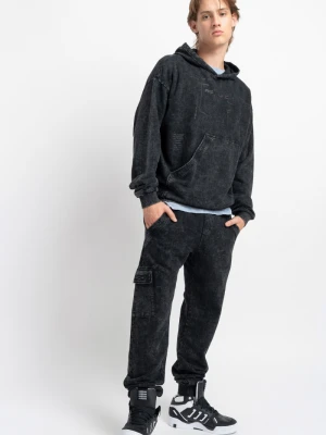 Spodnie chłopięce dresowe z efektem sprania z kieszonką na nogawce Reporter