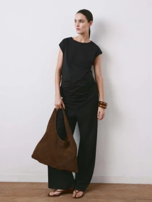 Spodnie ciÄ…Å¼owe o prostym kroju czarny - Kobieta - - MANGO