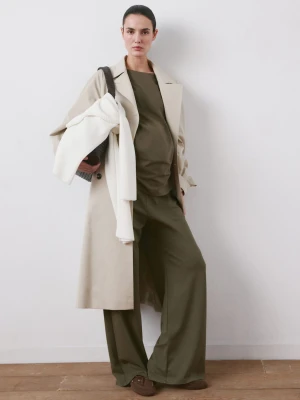 Spodnie ciążowe o prostym kroju khaki - Kobieta - - MANGO