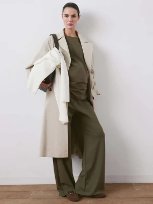 Spodnie ciążowe o prostym kroju khaki - Kobieta - - MANGO