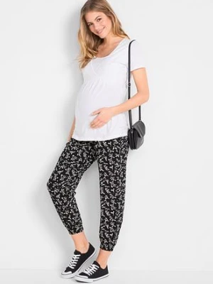 Spodnie ciążowe z modnym nadrukiem, z mieszanki wiskozy, loose fit bonprix