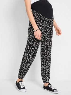 Spodnie ciążowe z modnym nadrukiem, z mieszanki wiskozy, loose fit bonprix