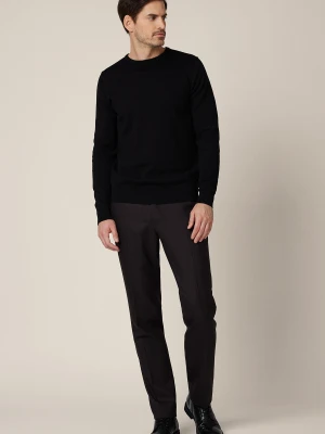 Spodnie Ciemnobrązowe Wełniane z Elastycznym Pasem Artemio Lancerto