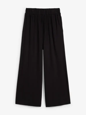 Spodnie culotte z dzianiny z lejącej wiskozy BonPrix czarny