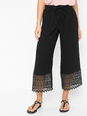 Spodnie culotte z koronką BonPrix czarny