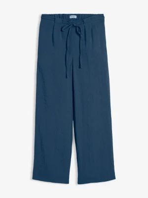 Spodnie culotte z lejącego materiału z domieszką wiskozy BonPrix niebieski