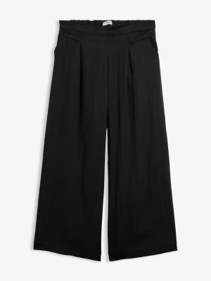Spodnie culotte z lejącej wiskozy BonPrix czarny