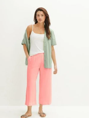 Spodnie culotte z lnem, o regulowanej długości bonprix