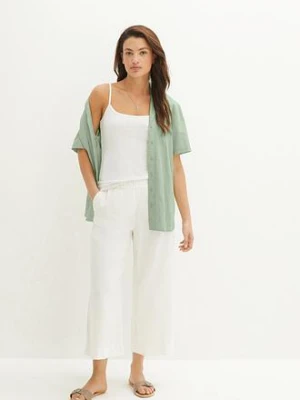 Spodnie culotte z lnem, o regulowanej długości bonprix