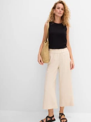 Spodnie culotte z lnem, o regulowanej długości bonprix