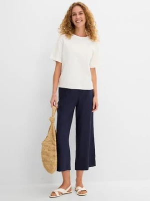 Spodnie culotte z lnem, o regulowanej długości bonprix