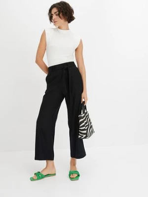 Spodnie culotte z przewiewnej mieszanki lnu bonprix