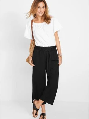 Spodnie culotte z wiskozy z wiązanym paskiem bonprix