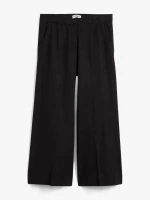 Spodnie culotte z z elastyczną gumką w talii z mieszanki wiskozy BonPrix czarny