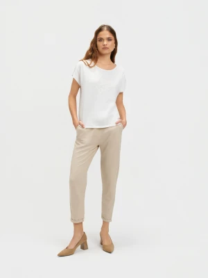 Spodnie damskie beżowe - SSP4419BE spodnie 7/8 - TOP SECRET - Odzieżowy sklep internetowy TOP SECRET
