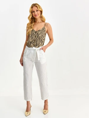 Spodnie damskie białe - SSP4309BI spodnie 7/8 - TOP SECRET - Odzieżowy sklep internetowy TOP SECRET