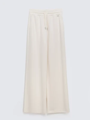 Spodnie damskie dresowe z szeroką nogawką kremowe Lunarap 102 BIG STAR