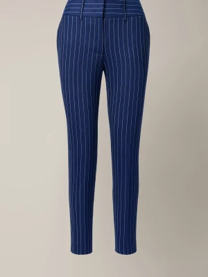 Spodnie Damskie Granatowe z Wełną w Prążek Diletta Lancerto