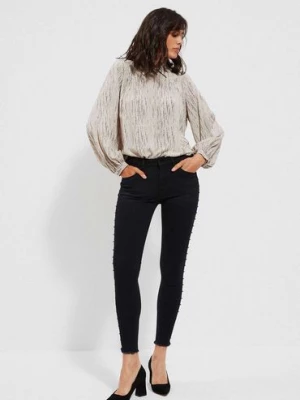 Spodnie damskie jeansy z dżetami - czarne Moodo