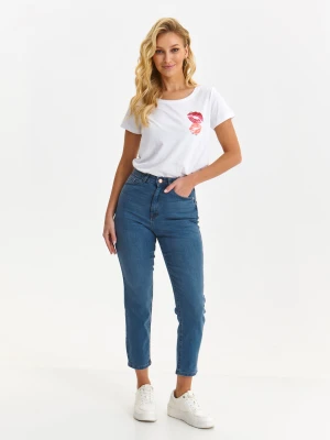 Spodnie damskie niebieskie - SSP4389NI spodnie 7/8 - TOP SECRET - Odzieżowy sklep internetowy TOP SECRET