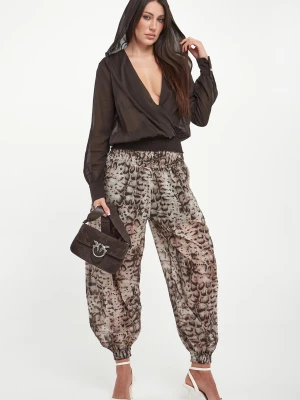 Spodnie damskie w zwierzęcy wzór Mussola PINKO