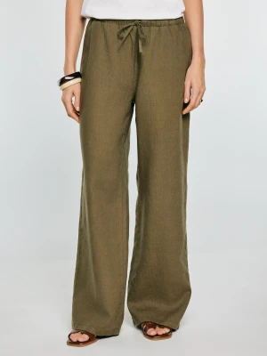 Spodnie damskie wide lniane khaki Medisa 303 BIG STAR