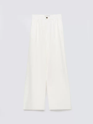 Spodnie damskie wide z domieszką lnu białe Malusi 100 BIG STAR