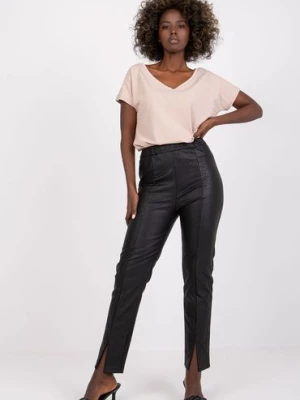 Spodnie damskie z eko skóry - czarne Italy Moda