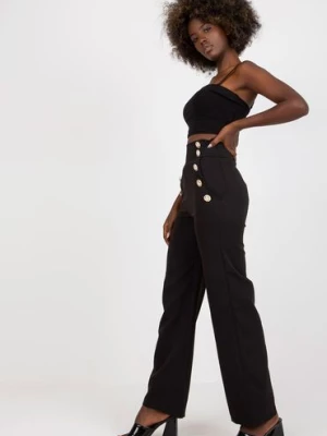 Spodnie damskie z ozdobnymi guzikami - czarne Italy Moda