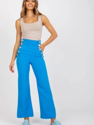 Spodnie damskie z ozdobnymi guzikami - niebieskie Italy Moda