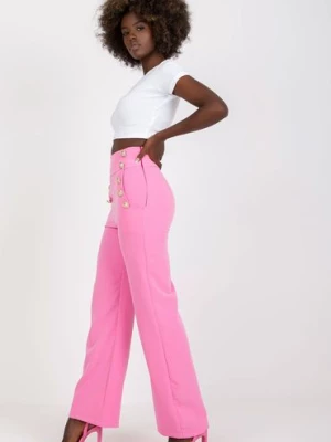 Spodnie damskie z ozdobnymi guzikami - różowe Italy Moda