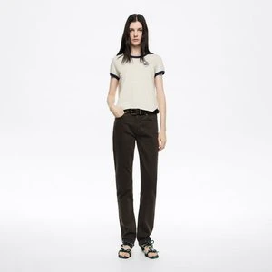 Spodnie denim dopasowane ciemnobrązowe BIMBA Y LOLA