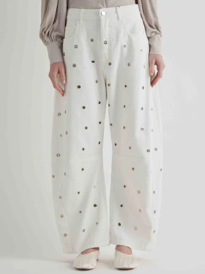 SPODNIE DENIM Z METALICZNYMI APLIKACJAMI MEIMEIJ