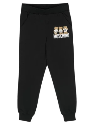Spodnie do biegania w jednolitym kolorze z bawełny Moschino