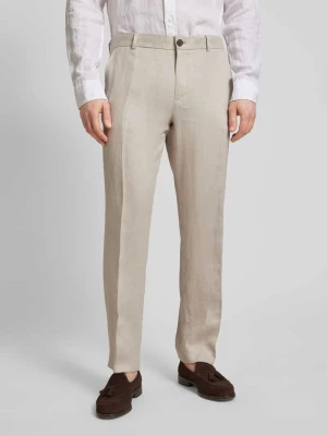 Spodnie do garnituru o kroju regular fit z lnu w kant model ‘WILL’ Selected Homme