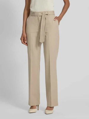 Spodnie do garnituru o kroju straight fit z dodatkiem wiskozy i tasiemką w talii Christian Berg Woman Selection