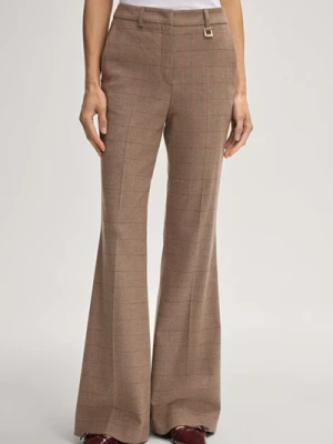 Spodnie do garnituru Polina w kolorze beżowym/czerwonym w kratkę Joop