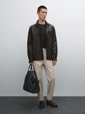 Spodnie Do Kostek Relax Fit Z Mieszanki Bawełny - Beżowy - - Massimo Dutti - Mężczyzna