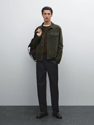 Spodnie Do Kostek Relax Fit Z Mieszanki Bawełny - Czarny - - Massimo Dutti - Mężczyzna