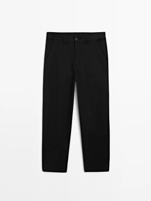 Spodnie Do Kostek Relax Fit Z Mieszanki Bawełny - Czarny - - Massimo Dutti - Mężczyzna