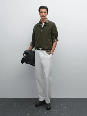 Spodnie Do Kostek Relax Fit Z Mieszanki Bawełny - Surowy - - Massimo Dutti - Mężczyzna